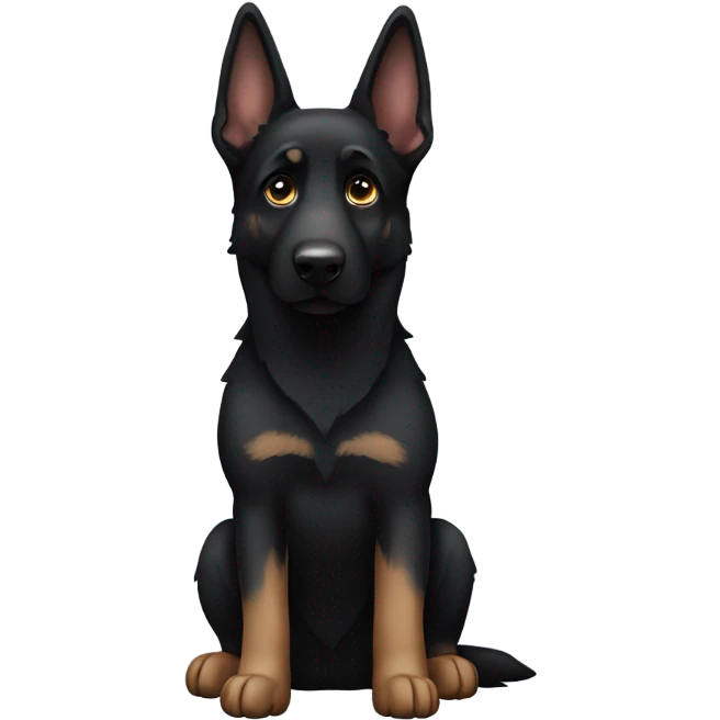 Black German shepherd with ears down emoji