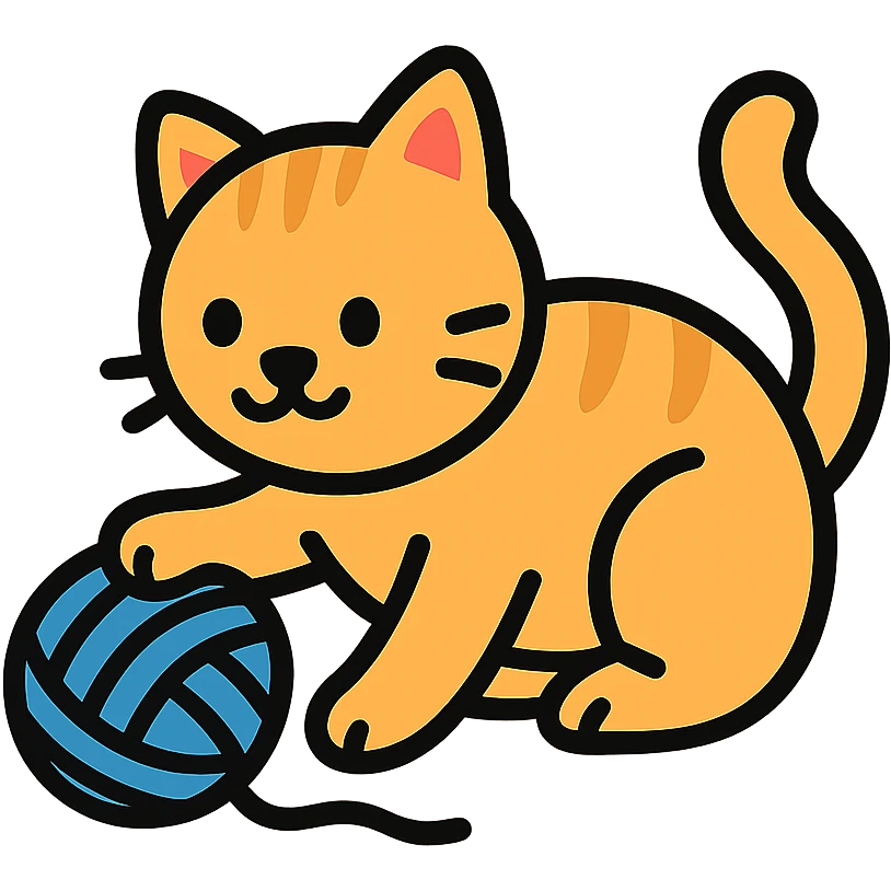 A cat playing with a ball of yarn emoji