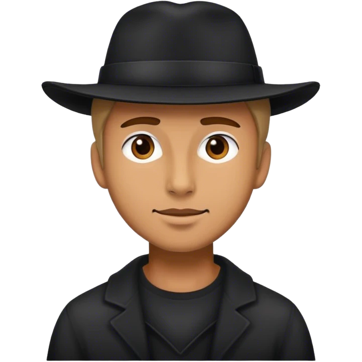 Guy wearing black hat emoji