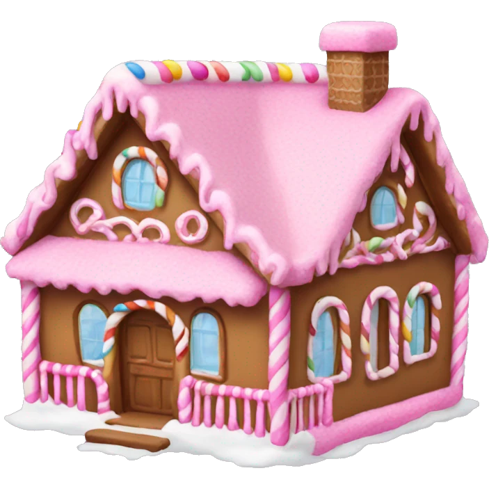 A pink gingerbread house emoji
