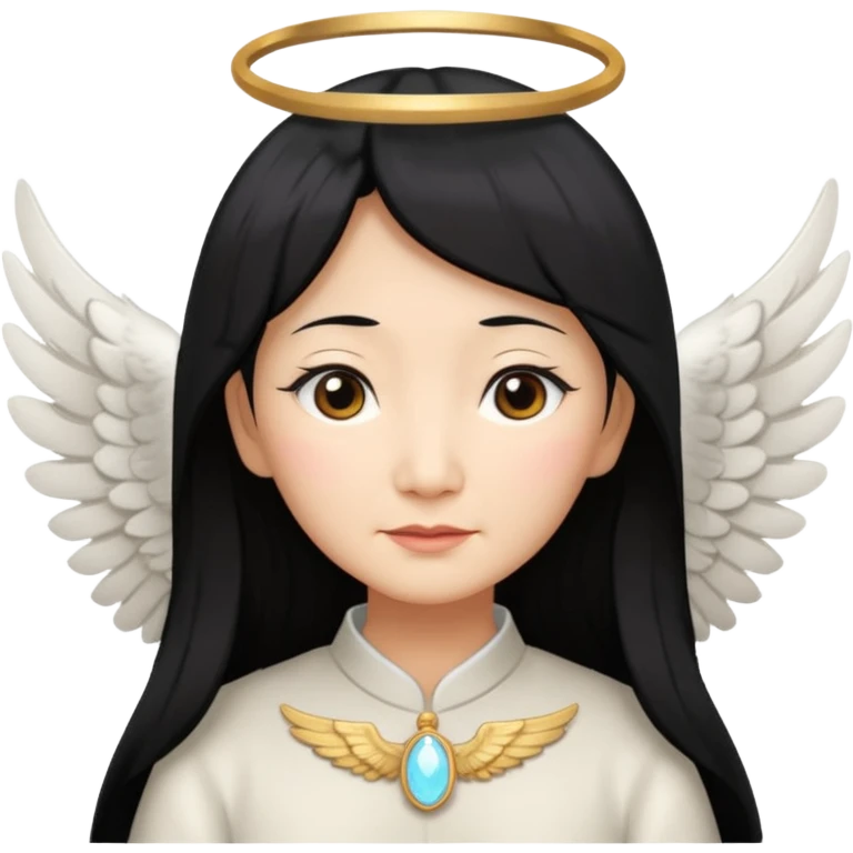 Angel Old Lady with wings black hair asian  smaller eyes emoji