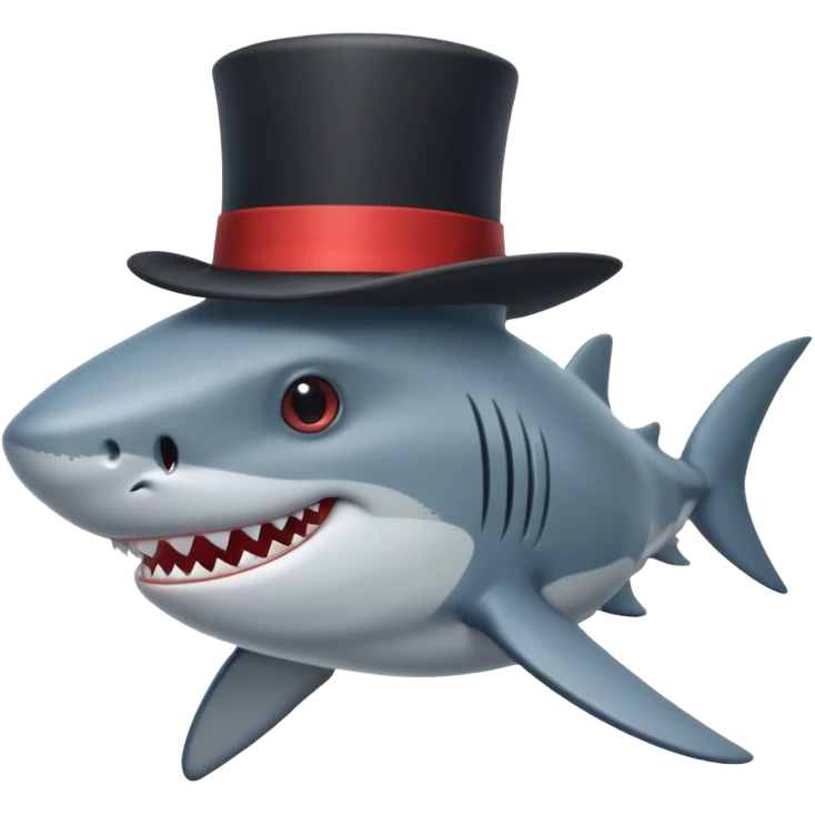 Shark with a top hat emoji