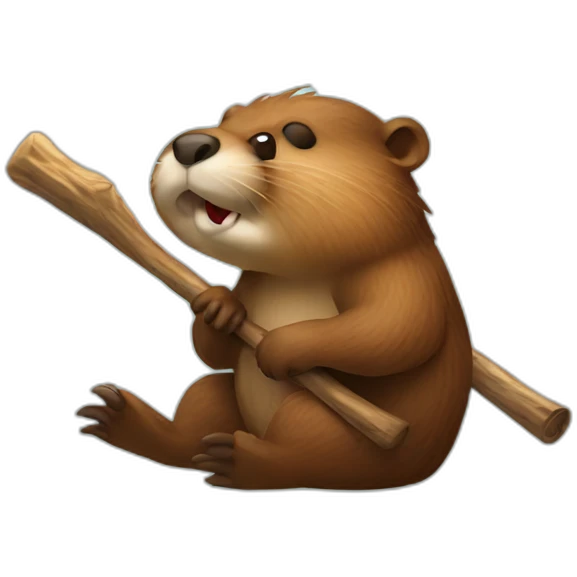 beaver with a stick in his mouth emoji