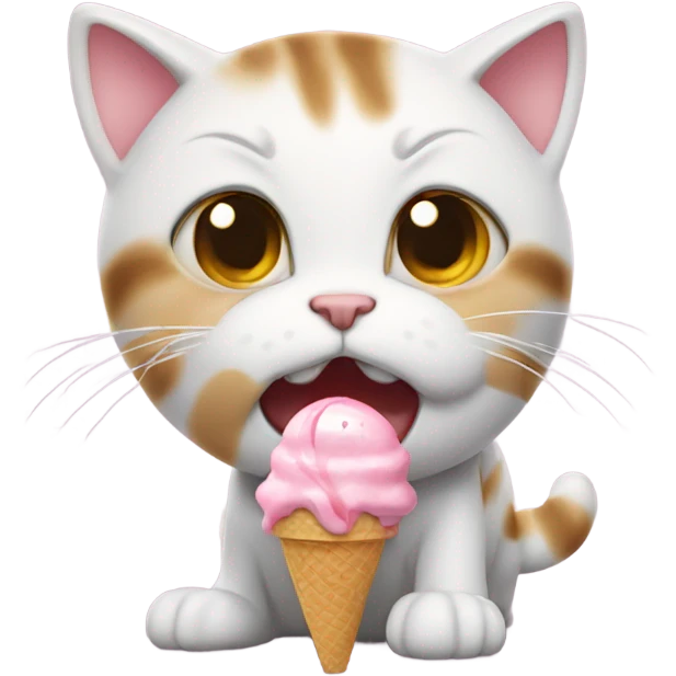 Kitty cat crying with ice cream emoji