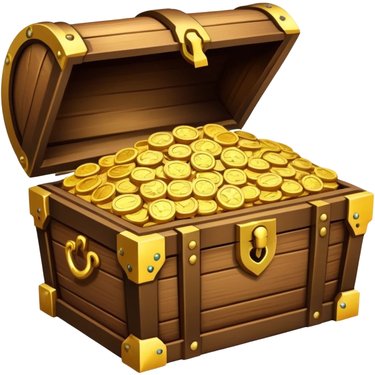 treasure chest filled with gold coins and jewels emoji