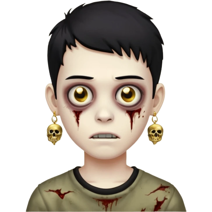 boy zombie teen with black hair and gold earrings  emoji