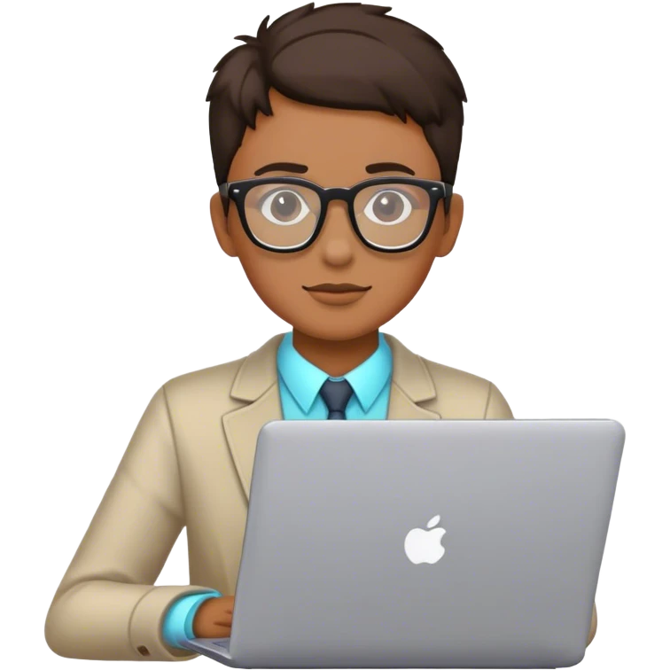 An emoji of a person with a laptop wearing glasses and with a slight neon glow emoji