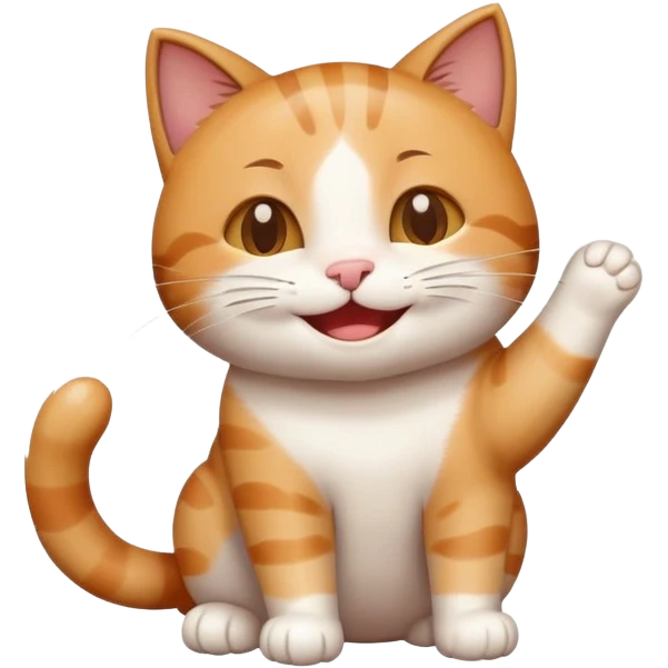 cute happy cat enjoying the rain with a smile emoji