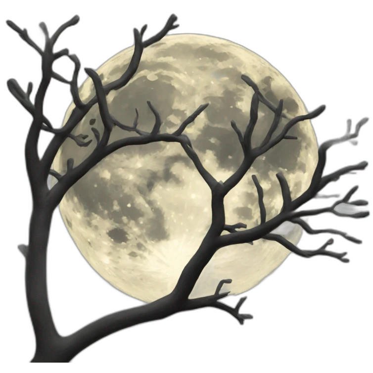 full moon and branches  emoji