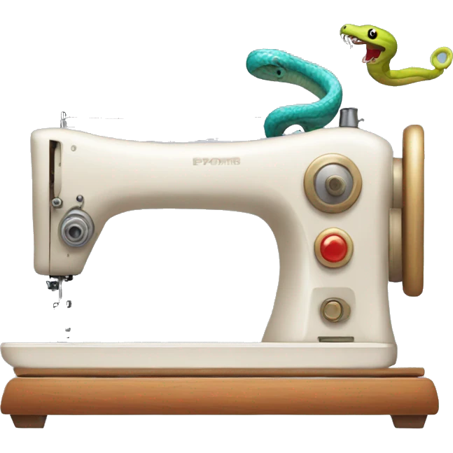 talking sewing machine, with a snake coming out of it emoji