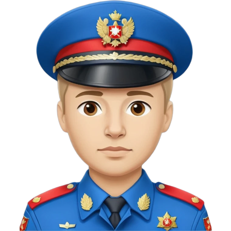 Russian police officer with blue uniform and traditional peaked cap with red band emoji