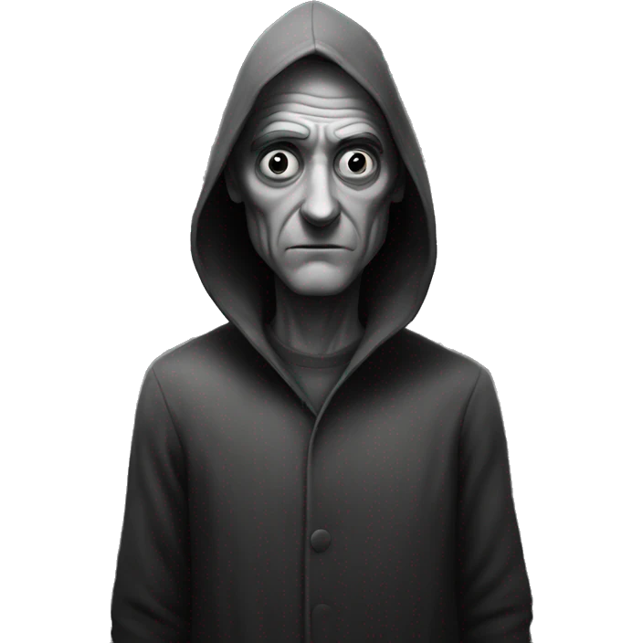 creepy weird monochrome man in a dark old room emoji