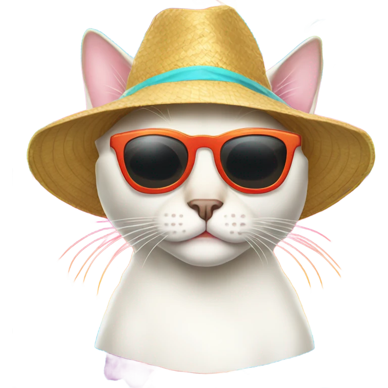 White siamese cat in cool beach outfit emoji