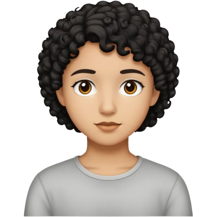 Adolescente con cabello rizado negro corto emoji