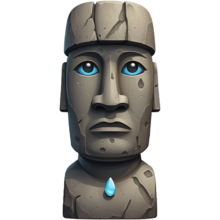Moai with a teardrop emoji