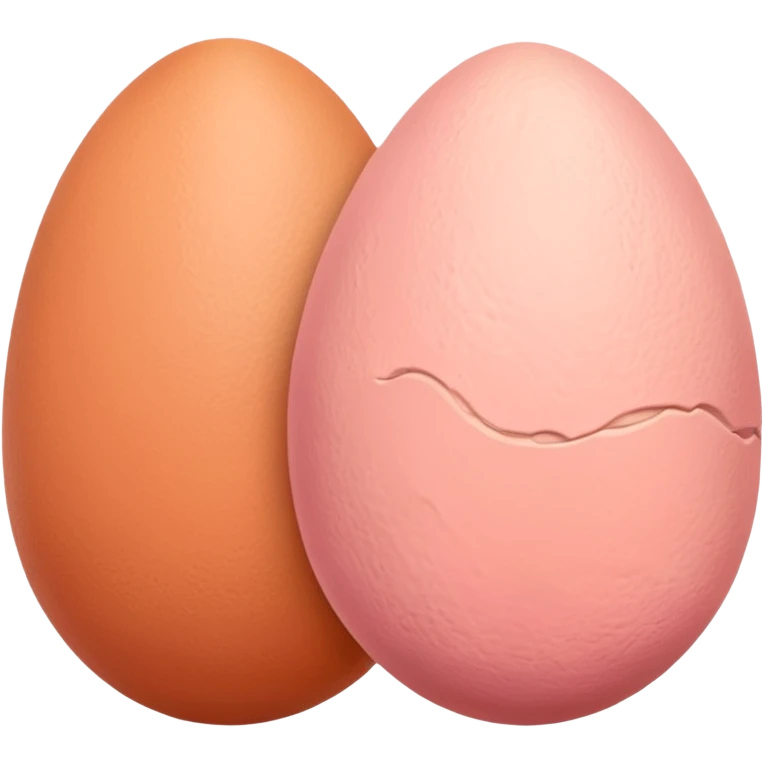 two skin tone peachy beige-pink egg shaped balls/spheres, both same size and same color, add a wrinkly skin texture to both.  emoji