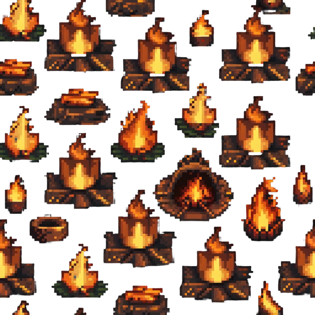 cozy campfire at night with flames emoji