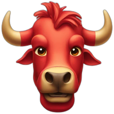 An artistic red bull emoji