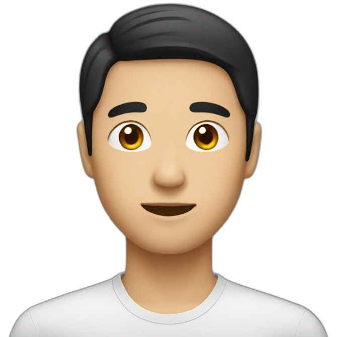 Asian Man black hair coding emoji