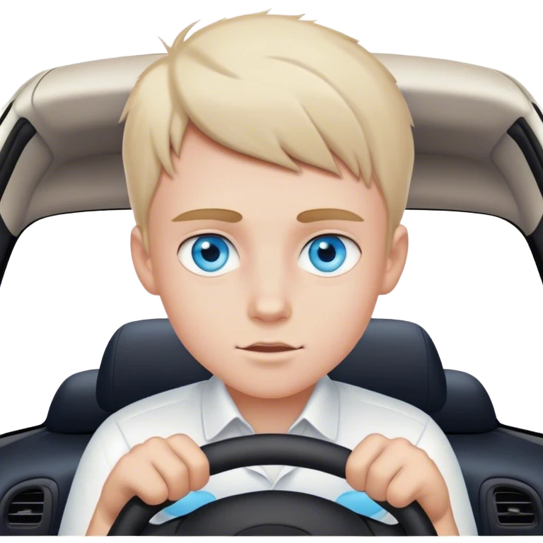 boy in white shirt inside car Blue eyes  emoji