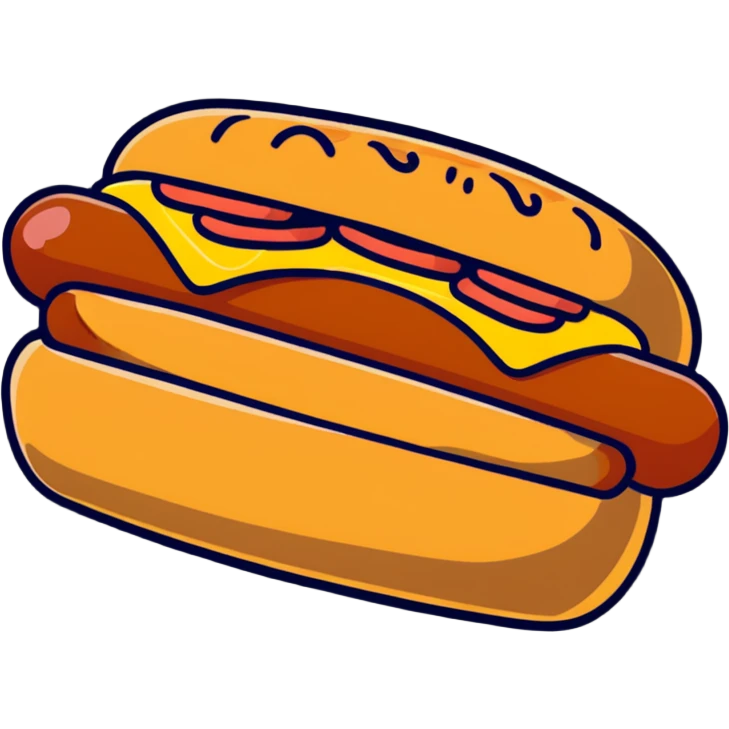 Hot dog sliding into a bun emoji