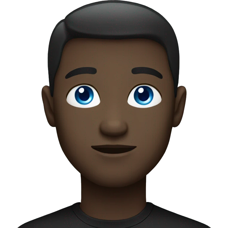 male portrait in black shirt with blue eyes emoji