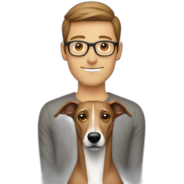 Brown Greyhound with man light Brown Hair and glasses emoji