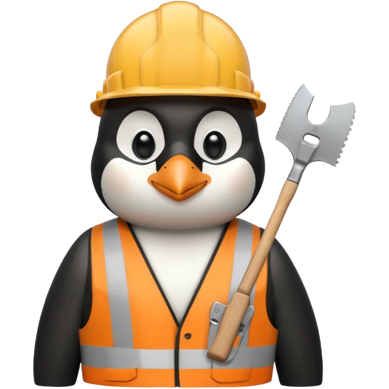 Penguin Construction Worker with saw emoji