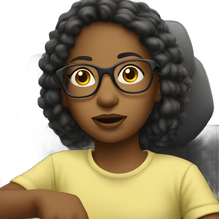 girl in car with glasses eating  emoji