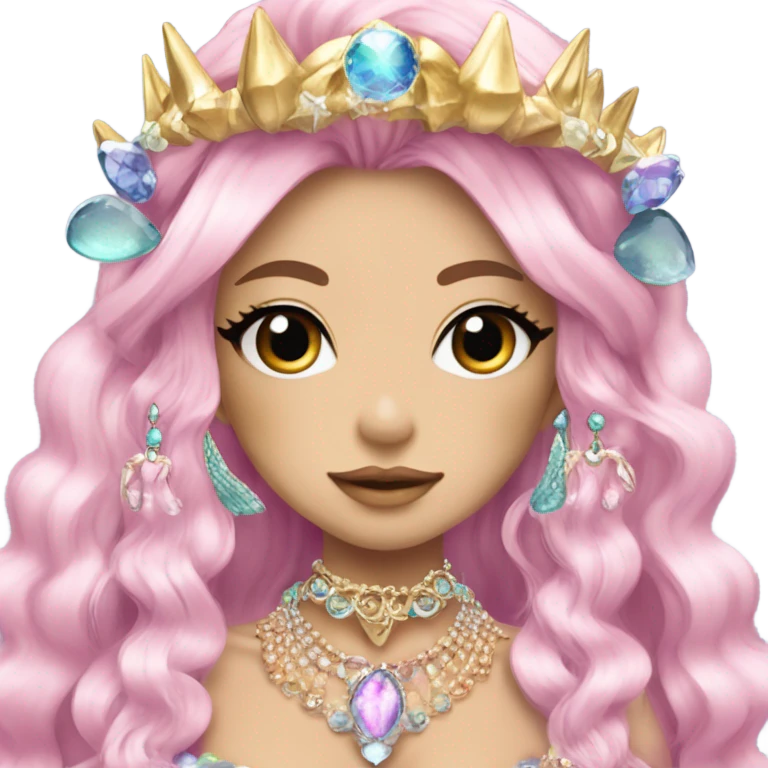 mermaid hime gyaru girl with pointy ears, jewerly emoji