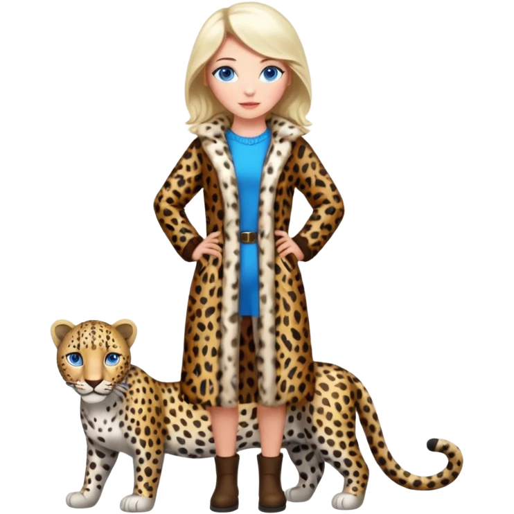  Snow blue eyes leopard-whole body emoji