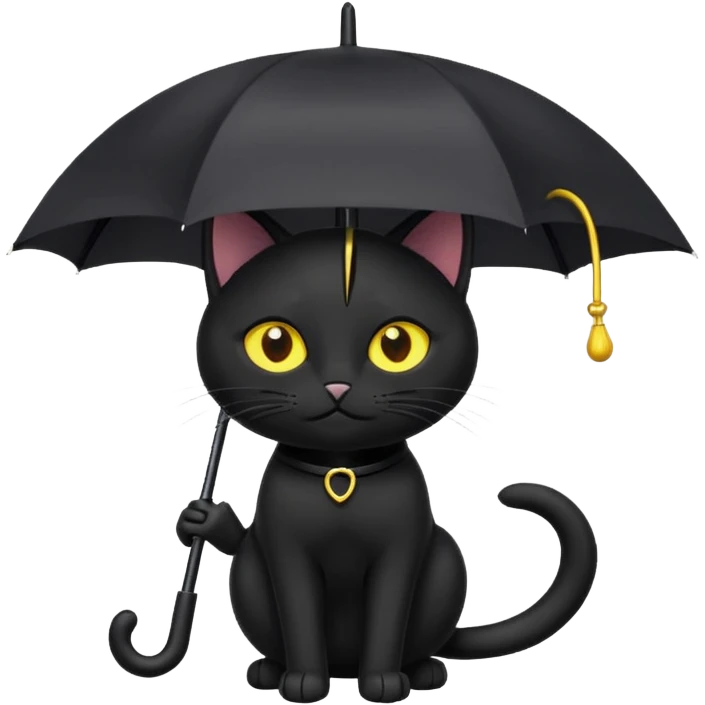 black cat with umbrella emoji