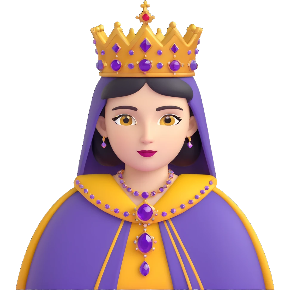 Empress Theodora wearing a jeweled crown and purple cloak emoji