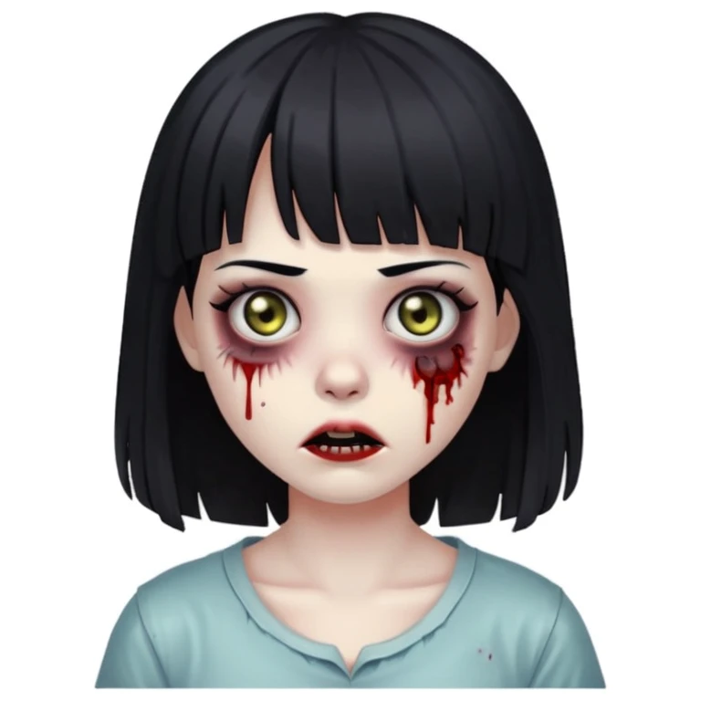 zombie girl emoji with black hair and bangs emoji