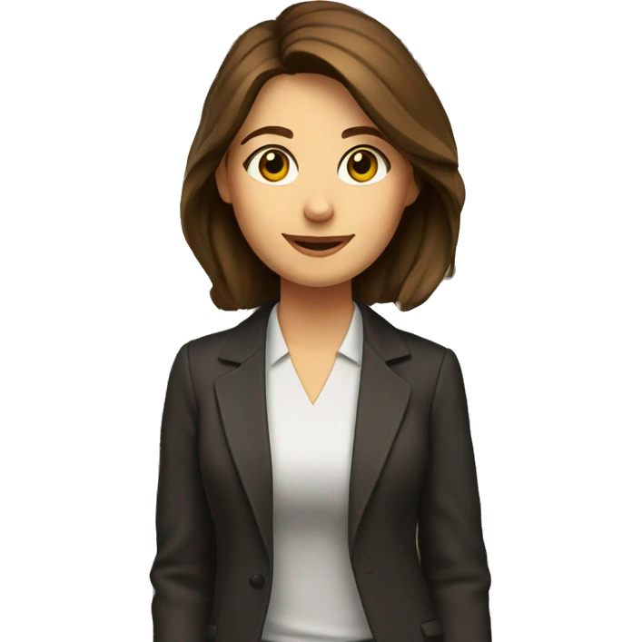 A young teacher with brown hair with a laptop. No glasses. The background is a modern bookshelf.  emoji