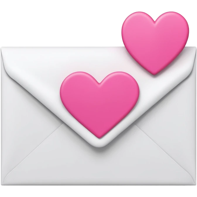 A 3D render of a white letter envelope with a vibrant pink heart sticker, clean background emoji