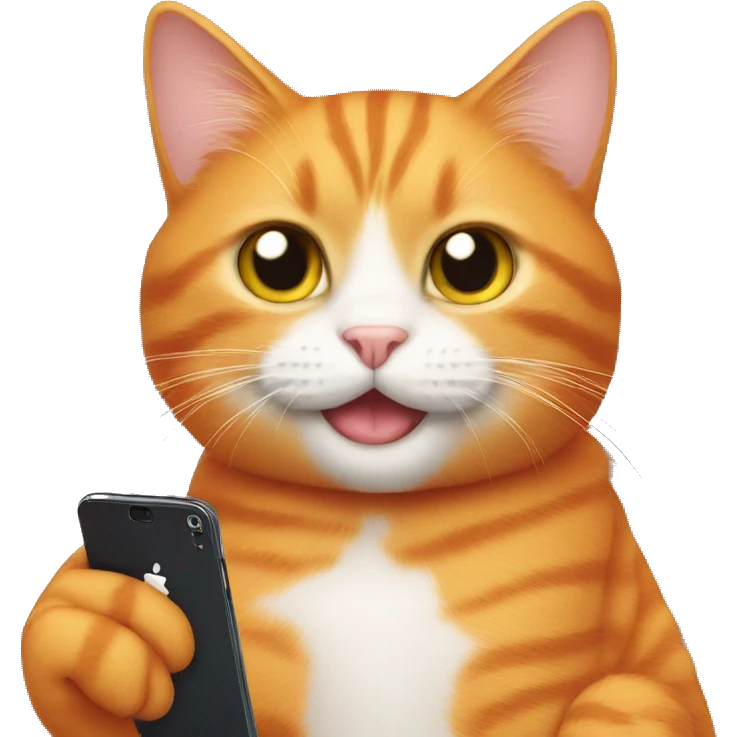 Orange cat holding phone emoji