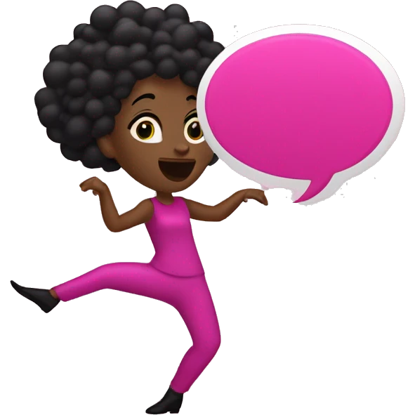 Dancing speech bubble dots pink , with black woman animated gif emoji