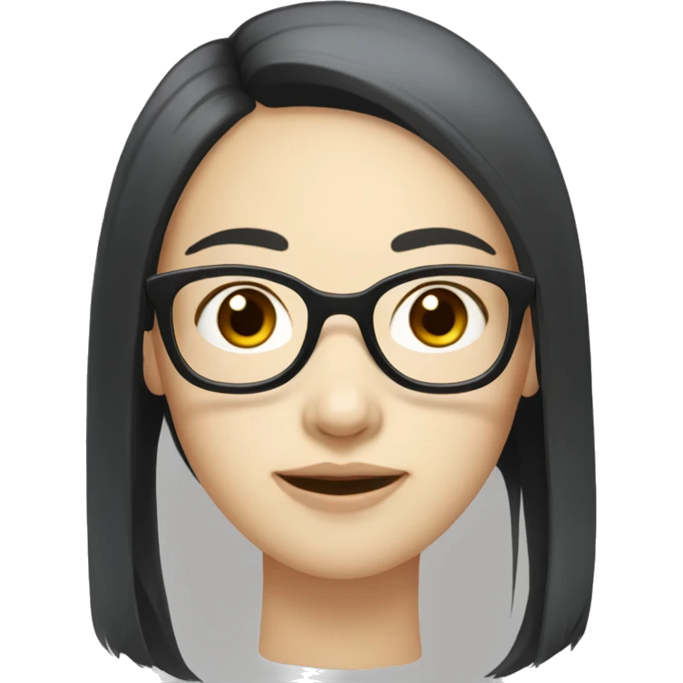 Asian girl with pale skin black straight hair glasses emoji