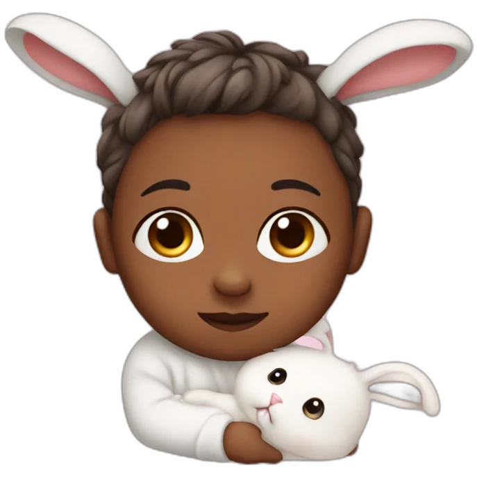 Newborn with bunny ears emoji