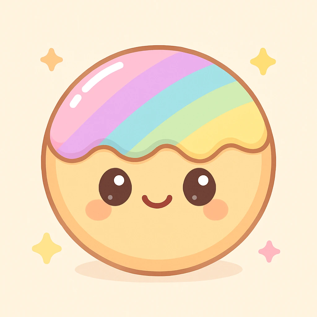 shiny cookie with rainbow icing emoji