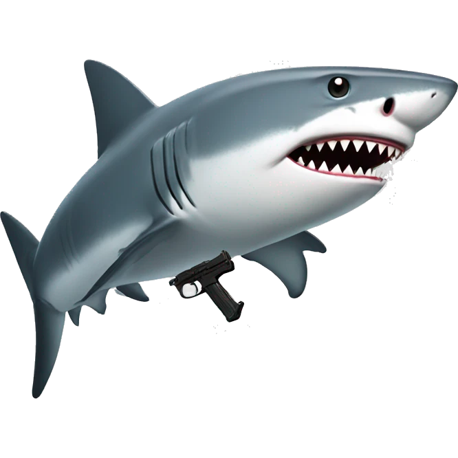 Shark holding gun emoji