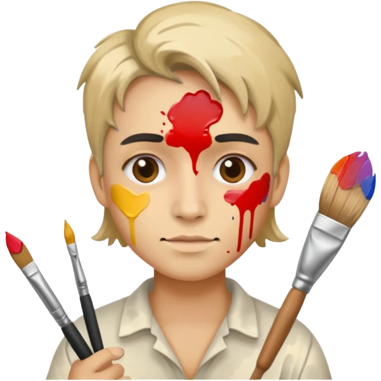 Painter with Paint Stained Face emoji