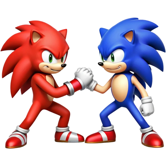 Sonic the Hedgehog and Knuckles the Echidna fist bumping emoji