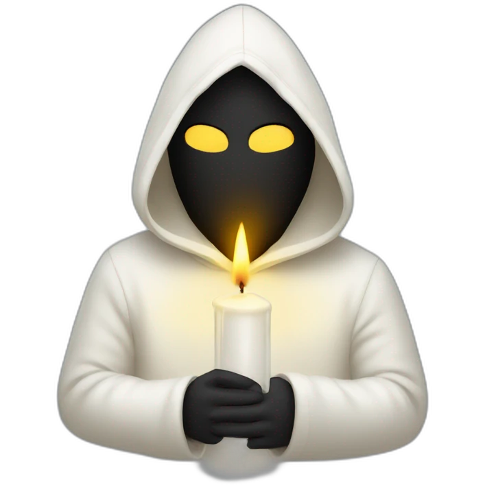 White pointy hooded man with mask holding candle emoji