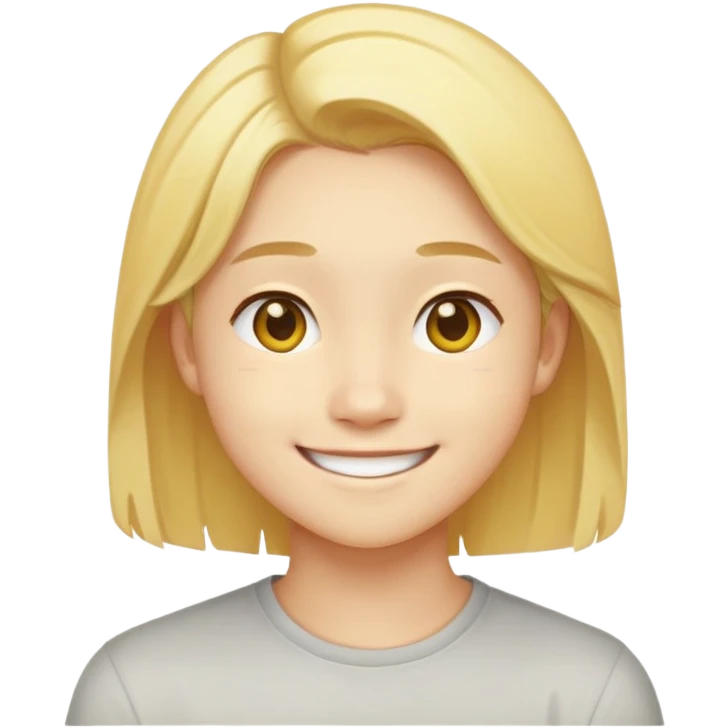 nam 20 tuổi, da vàng, mặt hơi tròn, tóc side part màu vàng, mặt cười tươi vui vẻ emoji