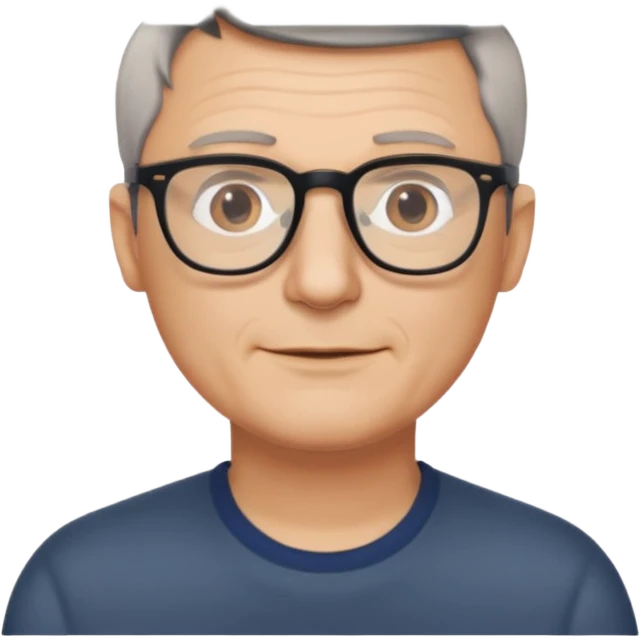 hombre, 50 años pelo poco rapado delgado con gafas emoji