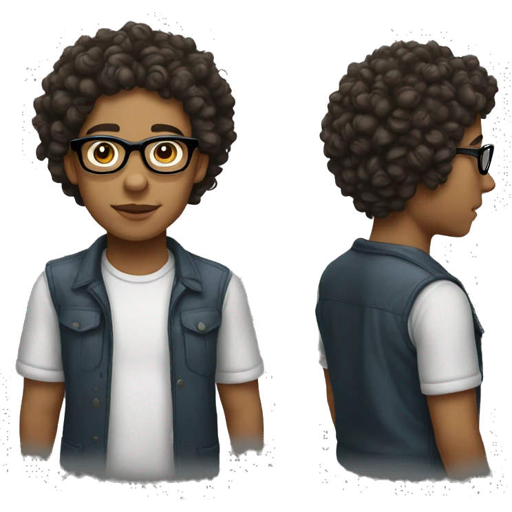 Lightskin with curly hair and glasses emoji