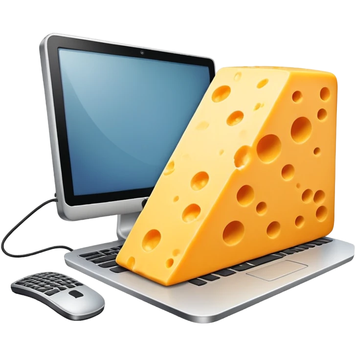 A block of cheese working at a computer  emoji