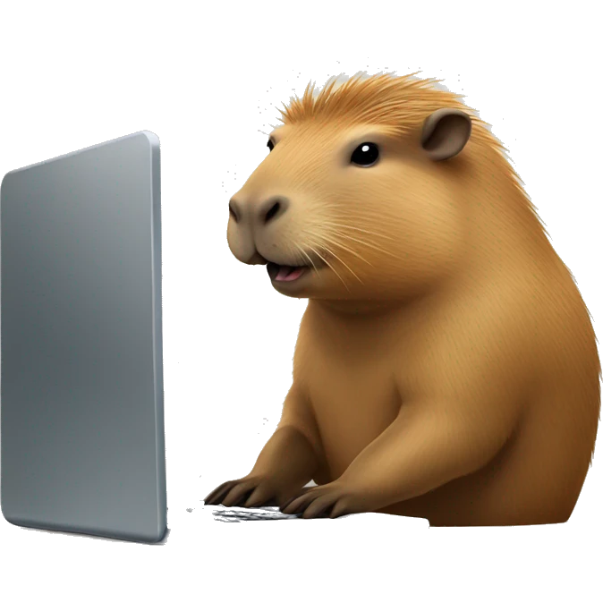 Capybara works at his laptop emoji